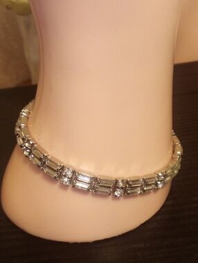 Silver Crystal Tennis Bracelet - Elegant Women's Jewelry